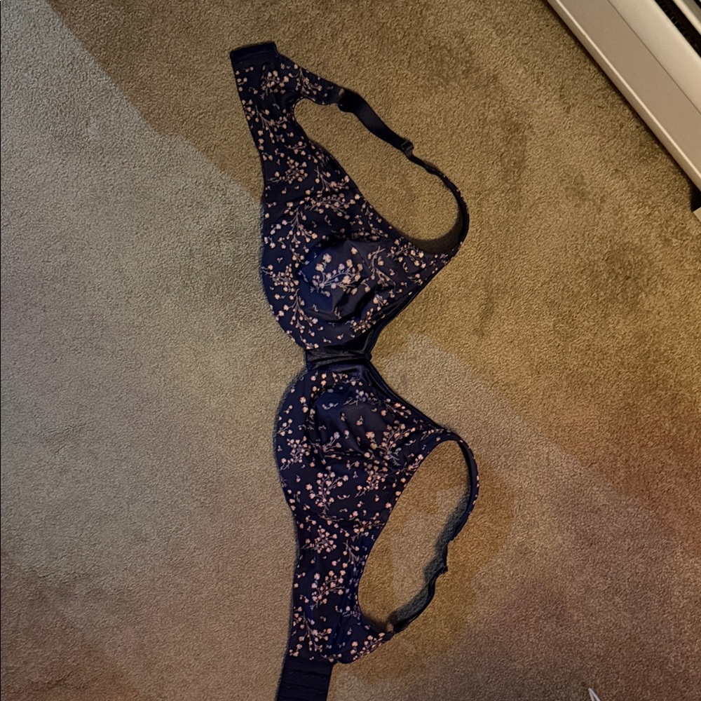 Warner's Dark Blue Floral Bra